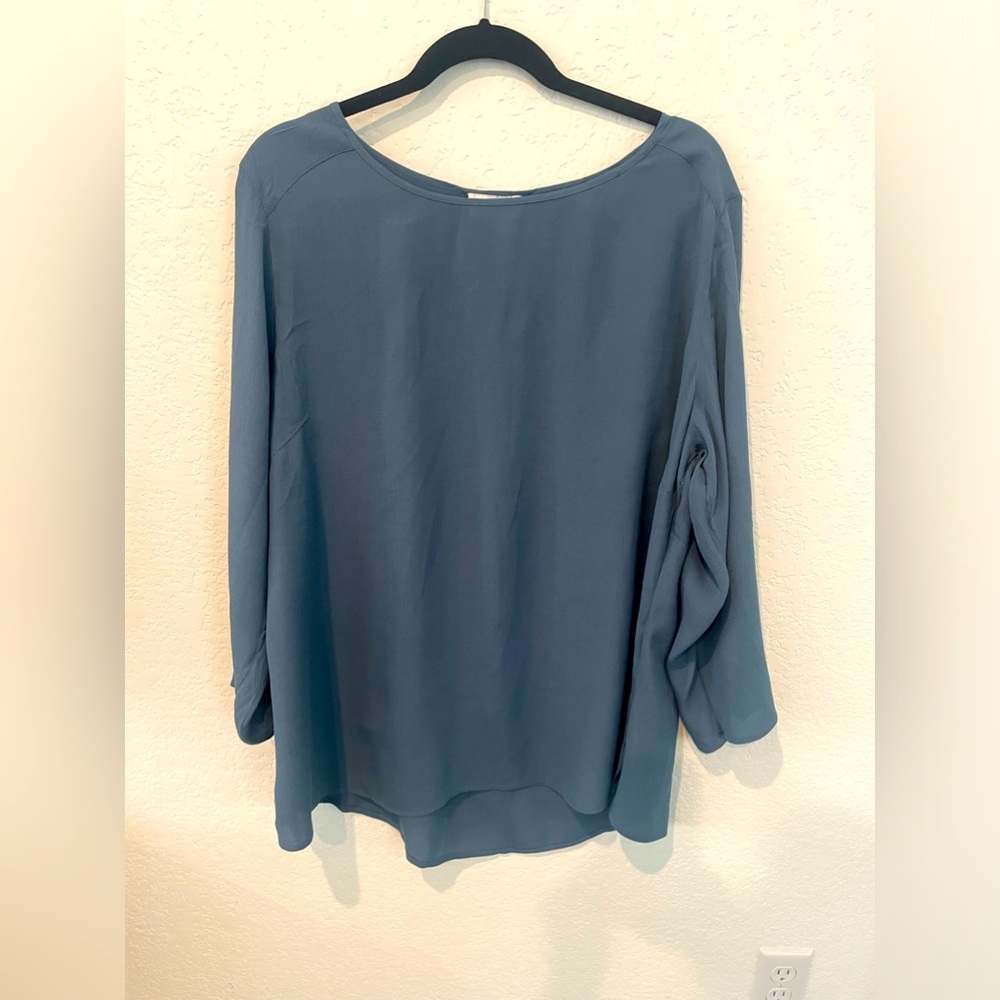 Soft Surroundings XL NWOT Rayon Blouse Tunic Top Shirt Blue Women Extra Large